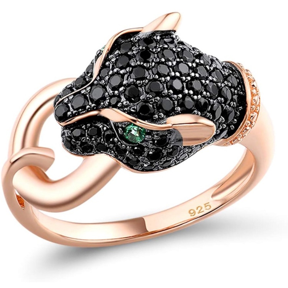 925 Sterling Silver Cubic Zirconia Panther Ring - Picture 1 of 9